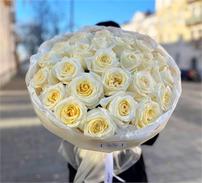 25 светлых роз 60см 3784