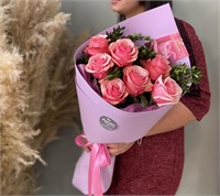 Букет из розовых роз микс 50см 3129
