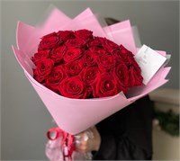 25 роз Ред Наоми в розовой упаковке 3138
