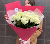 Букет из белых роз микс 60см 3134