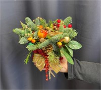 Новогодняя композиция в декоративном мешочке 3317