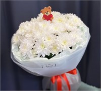 №35 Букет из белых кустовых хризантем с топпером 3359