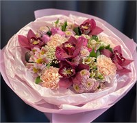 №39 Букет из орхидеи, альстромерии, нежных диантусов и хризантемы сантини 3363