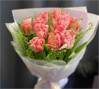 №54 Букет из пионовидных тюльпанов и Тласпи Грин 3397