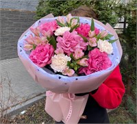 №10 Букет из роз, гвоздики и альстромерии 3490