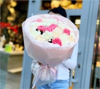 Букет из 25 диантусов с эвкалиптом 3733